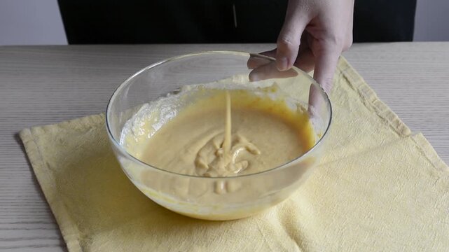 Whisking Waffle Batter in a Bowl &ndash; Cooking Video