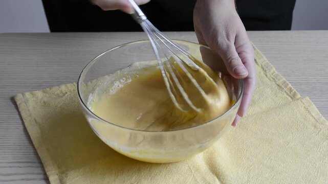 Whisking Waffle Batter in a Bowl &ndash; Cooking Video