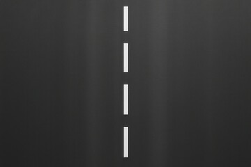 Obraz premium Fresh black asphalt highway with crisp white center lines minimal aerial perspective