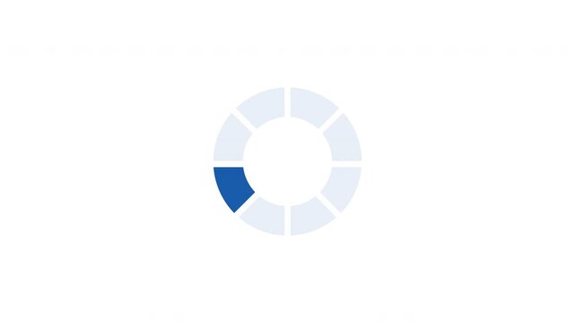 Rotating highlighted segment on segmented circle loading icon animation. Animated loader isolated on white transparent. Web design component 4K video. Buffer spinner, preloader. User interface element