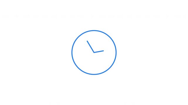 Clock line drawing and rotating hands loading icon animation. Animated loader isolated on white transparent. Web design component 4K video. Buffer, spinner, preloader. User interface element