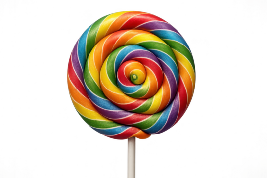 Colorful swirl lollipop isolated on transparent background clean candy clipart render