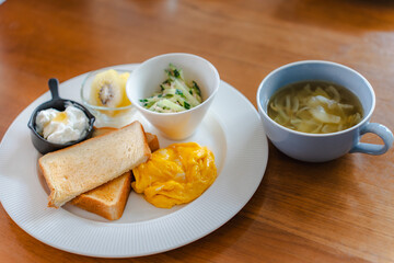 Healthy morning breakfast plate
