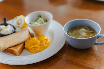 Healthy morning breakfast plate
