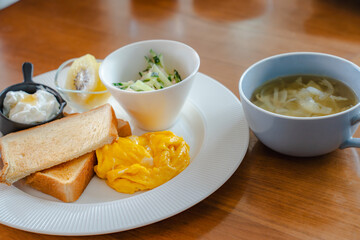 Healthy morning breakfast plate
