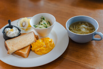 Healthy morning breakfast plate
