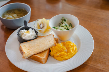 Healthy morning breakfast plate
