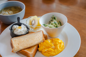Healthy morning breakfast plate
