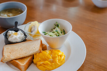 Healthy morning breakfast plate
