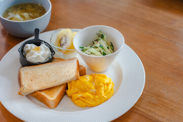 Healthy morning breakfast plate
