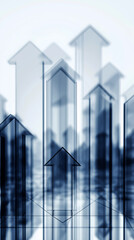 右肩上がりの抽象的なアローグラフ、目標達成へ向かう上昇イメージ