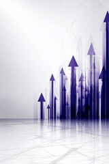 右肩上がりの抽象的なアローグラフ、目標達成へ向かう上昇イメージ