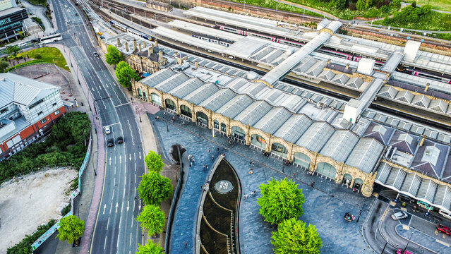Ariel view of Sheffield Train Station.