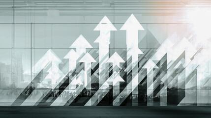 目標達成をイメージしたブルーの上向きアロー