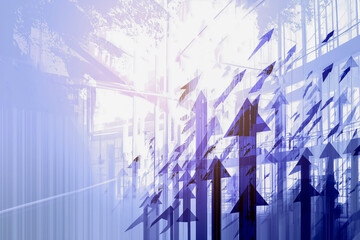 目標達成をイメージしたブルーの上向きアロー