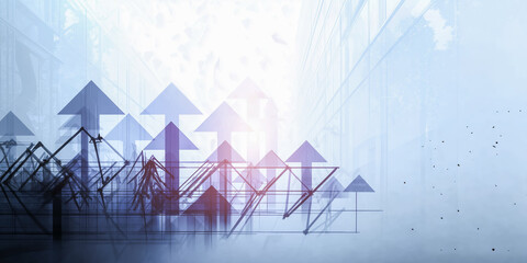 目標達成をイメージしたブルーの上向きアロー