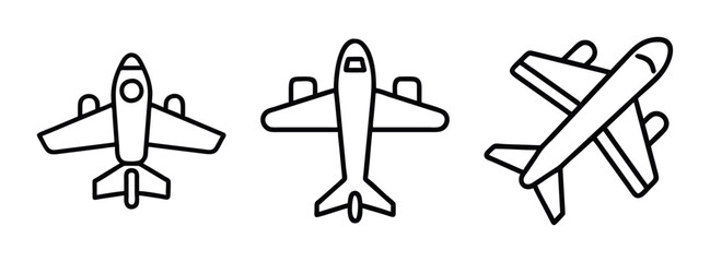 Airplane vector illustration set for travel aviation and transportation related designs and graphics