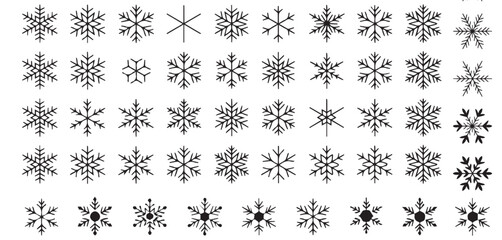 Elegant snowflakes collection for winter holidays and festive designs, create charming winter patterns with these delightful snowflake elements