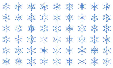 Stunning collection of intricate blue snowflakes, each a unique natural wonder, perfect for winter designs and festive celebrations, evoking crisp, magical beauty