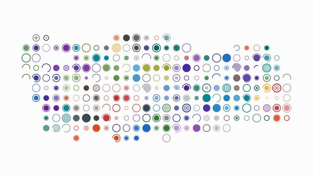 Turkey animated country shape. Pulsating colored dots on the map of the country. Large size circle blocks. Digital style Turkey map on white background. Vibrant animation video.