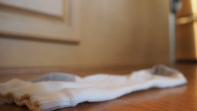 Sock in Stop Motion Running to Jump into the Dryer