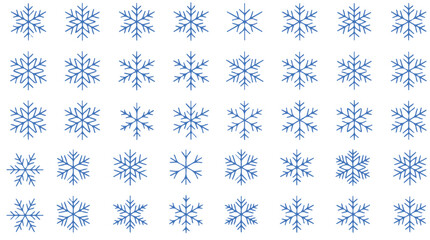 Captivating collection of diverse blue snowflake icons, perfect for adding a touch of winter magic to any festive design project or holiday marketing campaign