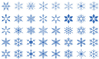 Stunning collection of intricate blue snowflakes, perfect for festive winter designs and seasonal celebrations, offering a crisp, cool, and elegant visual touch.