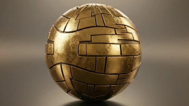Golden sphere object with textured surface design