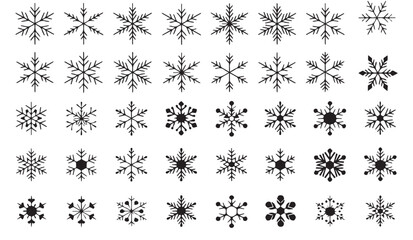 Delicate snowflake collection perfect for winter holiday designs, festive backgrounds, and elegant seasonal greetings with unique intricate details