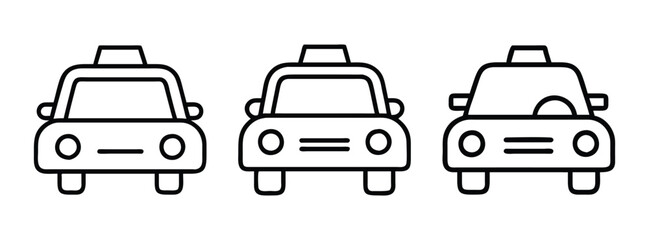 Taxi cab vector illustration set for transportation services and urban mobility design elements
