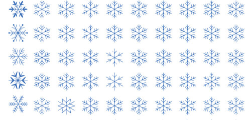 🔵 Detailed Blue Snowflake Icons Collection Vector Set