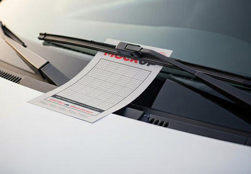 Paper on Car Windshield Mockup