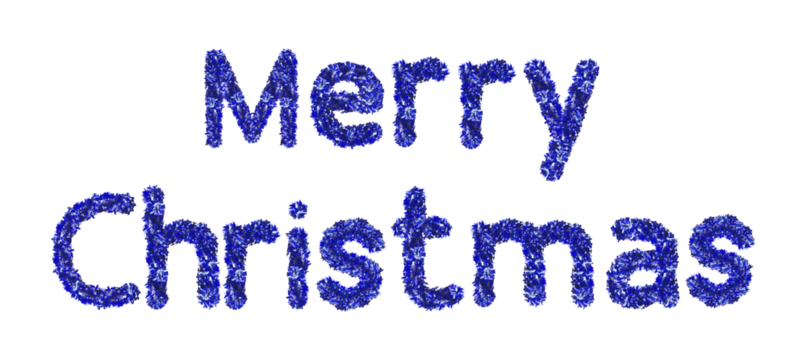 Merry Christmas  made from New Year's tinsel, isolated Christmas tinsel, tinsel garland	