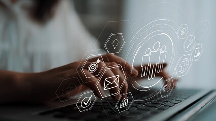 Business teamwork system showing digital communication and performance tracking. Teamwork improves collaboration, drives success, teamwork enhances planning, and teamwork supports productivity. Marrow