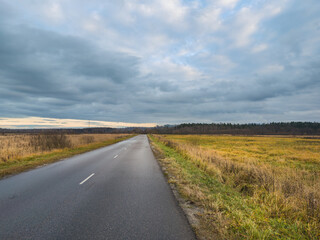 Long road with a few trees in the background