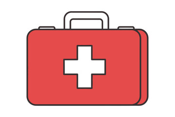 Red first aid kit icon with white cross medical symbol