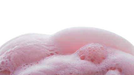close up view of pink soap bubbles  . Isolated on transparent background, png