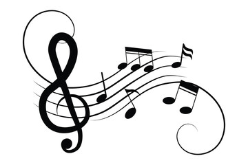 Treble Clef and Musical Notes Illustration