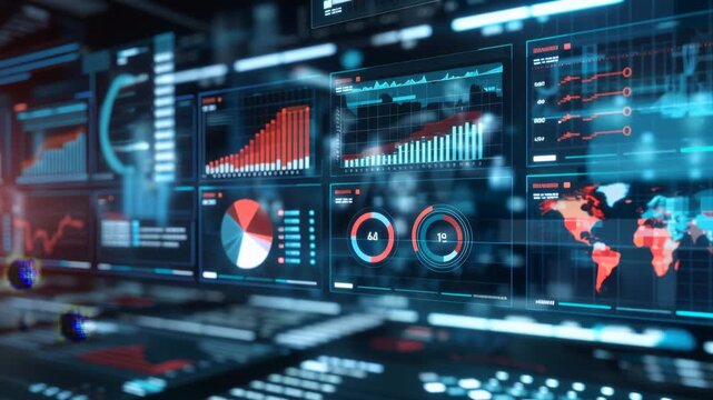 3d hologram visualization of financial data and marketing strategy analysis for business management