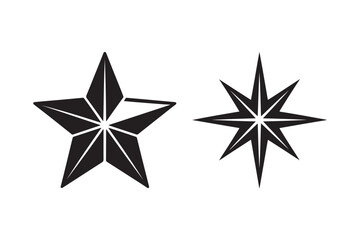 Obraz premium Two black star designs one five pointed and one eight pointed