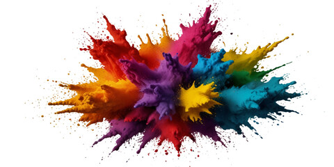 Unicorn colorful background, rainbow pattern, glitter vector texture, pastel fantase design, colorful rainbow holi paint color powder explosion isolated white wide panorama background