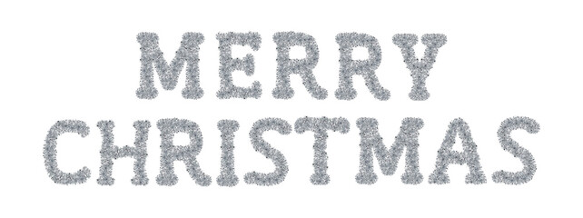 Merry Christmas  made from New Year's tinsel, isolated Christmas tinsel, tinsel garland	