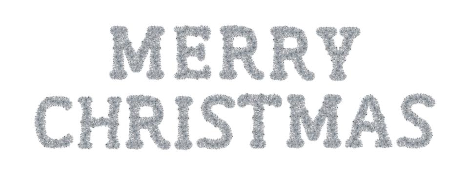 Merry Christmas  made from New Year's tinsel, isolated Christmas tinsel, tinsel garland	
