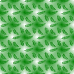 A fresh seamless pattern with green leaves on a soft gradient background. Symbolizes nature, freshness, and eco-friendliness. Suitable for packaging, textiles, wallpaper, backdrops, printing, and eco-