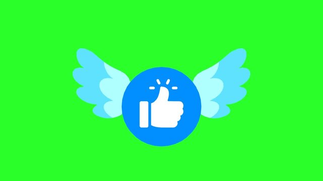 Flying Thumbs Up Icon with Wings for Approval and Success Concept
