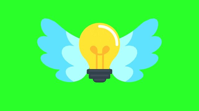 Flying Light Bulb with Wings for Creative Idea and Innovation Concept