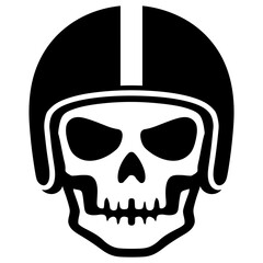 Obraz premium Vector Art Classic Biker Skull with Helmet Minimalistic Black and White Design High Contrast Illustration