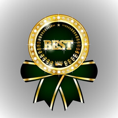 Vector gold medal.Premium quality certificate seal, gold award, VIP tags and banners for stickers and banners with the words "Best products", "Brand No. 1", bestseller icon with a golden crown.