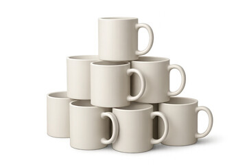 Stack of white ceramic mugs
