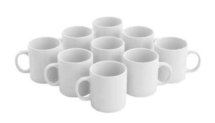 Group of white mugs arranged in a diamond